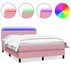Vidaxl Box spring postelja z vzmetnico LED roza 140x220 cm žamet