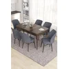 Hanah Home Set Trpezarijski sto i 6 stolica Eva, Sivo-braon