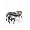 HANAH HOME Rasklopivi trpezarijski sto i stolice (5 delova) Exve Black Marble Cappuccino