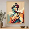 WallXpert uramljena slika na platnu Cc-D-Ah-1014, geometrijski portret antičke statue u pastelnim bojama, 70 x 95 cm