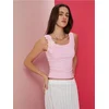 Sinsay - Viskozni prugasti top sa cvjetnim aplikacijama - pastelno roze