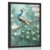 Plakat pav obdan z belimi rožami - 20x30 no frame
