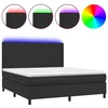 Vidaxl Box spring postelja z vzmetnico LED črna 180x200 cm um. usnje