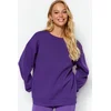 Trendyol Purple Oversize/Comfortable fit Basic Crew Neck Thick/Polarized Knitted Sweatshirt