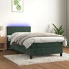 VIDAXL Box spring postelja z vzmetnico LED tem. zelena 90x19