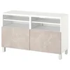 BESTA TV stalaža s vratima, bela/Bergsviken/Stubbarp bež, 120x42x74 cm
