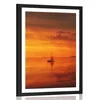 Plakat s paspartujem samotna barčica na širnem morju - 30x45 black
