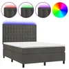 Vidaxl Box spring postelja z vzmetnico LED temno siva 140x190 cm žamet