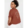 Trendyol Curve Brick 100% Cotton Back Printed Relaxed Cut Crew Neck Knitted T-Shirt