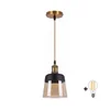 BRILAGI -LED Luster na sajli R GLASS 1xE27/60W/230V prečnik 15,5 cm zlatna/dimljeno bež