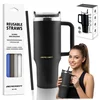 Vakuumski termo lonček s kompletom slamic 1180 ml Berdsen črn