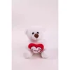 Medo plišasta figura s srcem - 15 cm, bela