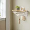 Songmics Stenski obešalnik za plašče 30x66x27 cm rjav