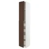 METOD/MAXIMERA Visoka omara z 2 vrati/4 predali, bela/Sinarp rjava, 40x60x240 cm