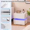 Northix LED nočna omarica z 2 predaloma, bela, daljinsko upravljana, moderna in elegantna