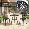 Costway 3-delni bistro set z aluminijasto mizo za balkon z luknjo za senčnik in naslonjali v obliki metulja