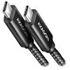 AXAGON podatkovni in polnilni kabel CHARGE USB-C do USB-C/USB-C/USB2.0/5A/PD 3.1 240W/pleten/2,5 m/črn