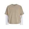 JACK & JONES Majica JCOBIARRITZ  svetlo rjava / bela