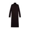 TOMMY HILFIGER Pletena obleka temno rjava