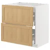 METOD / MAXIMERA Pod.elem.grej.ploča/2front/2fiok, bela/Forsbacka hrastovina, 80x60 cm