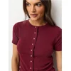 Sinsay - Rebrasta bluza sa dodatkom viskoze i ukrasnim dugmadima - maroon