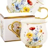 Velika porcelanasta skodelica s cvetjem, skodelica za kavo, skodelica za čaj, 450 ml, v škatli