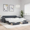 vidaXL Izvlečna dnevna postelja s predali temno siva 100x200 cm žamet