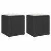 Vrtni tabure s jastucima 2 kom crni 40x40x43 cm poliratan