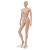 Seksi ženska lutka za izlog sa staklenim postoljem, bež, 180 cm