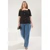 Trendyol Curve Black Finike Woven Plus Size Blouse