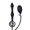 Rimba Latex Play Inflatable Anal Plug with Double Balloon and Pump Black