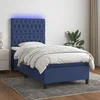 Krevet box spring s madracem LED plavi 80 x 200 cm od tkanine