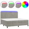Vidaxl Box spring postelja z vzmetnico LED svetlo siva 200x200cm žamet
