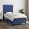 Krevet box spring s madracem LED plavi 90x200 cm od tkanine