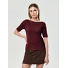 Sinsay - Pamučna basic majica - burgundy