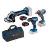 Bosch Aku Set GSR 185Li + GDX 180Li + GWS 180 Li 2x4Ah 0.615.990.N3P