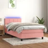 Krevet box spring s madracem LED ružičasti 100x200cm baršunasti