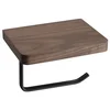 Toilet paper holder with shelf, black matt/wallnut - Črna - 150x100x120 mm - Sapho - SKA accessories - 24 - Masivni les; jeklo - Nosilec toaletnega papirja - Kvadratni - 150 - 100 - 120 - 14