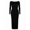 PANTHEROAR Pletena obleka Caro Neck Long Dress črna