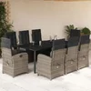 9-dijelni vrtni blagovaonski set sivi od poliratana