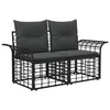 Vanjski loveseat s jastukom 2 pcs Crna i tamno siva poliratan
