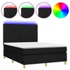 Vidaxl Box spring postelja z vzmetnico LED črna 140x190 cm blago