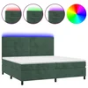 Vidaxl Box spring postelja z vzmetnico LED tem. zelena 200x200cm žamet