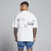 MP Mens Hybrid Graphic Oversized Cotton T-Shirt - White/Slate Blue - M
