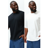 Trendyol Plus Size Black-Ecru Oversize 2-Pack Basic 100% Cotton Comfortable T-Shirt