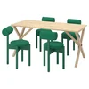IKEA PS 2026 Sto i 4 stolice, borovina/Knäbäck jarkozelena, 156x75 cm