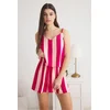 Trendyol Pink Striped Rope Strap Viscose Woven Pajama Set