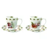 Set of 2 teacups with saucers, porcelain, 110 ml, Nostalgic Christmas