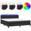 Vidaxl Box spring postelja z vzmetnico LED črna 180x200 cm um. usnje