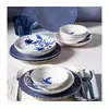 Jedilni komplet 14 kosov bela/modra/porcelan